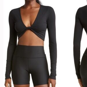 Alo Knot Ribbed Long Sleeve CropTop